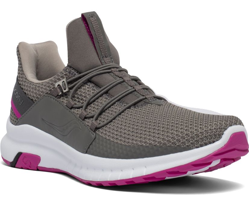 Saucony Stretch & Go Glide Women's Walking Shoes Grey / Pink | Canada 257VRWD